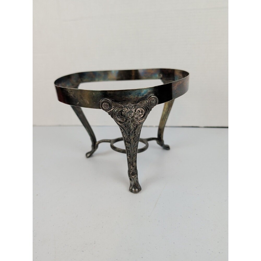 Vintage Silver Plated Food Warmer Stand 9x6.5